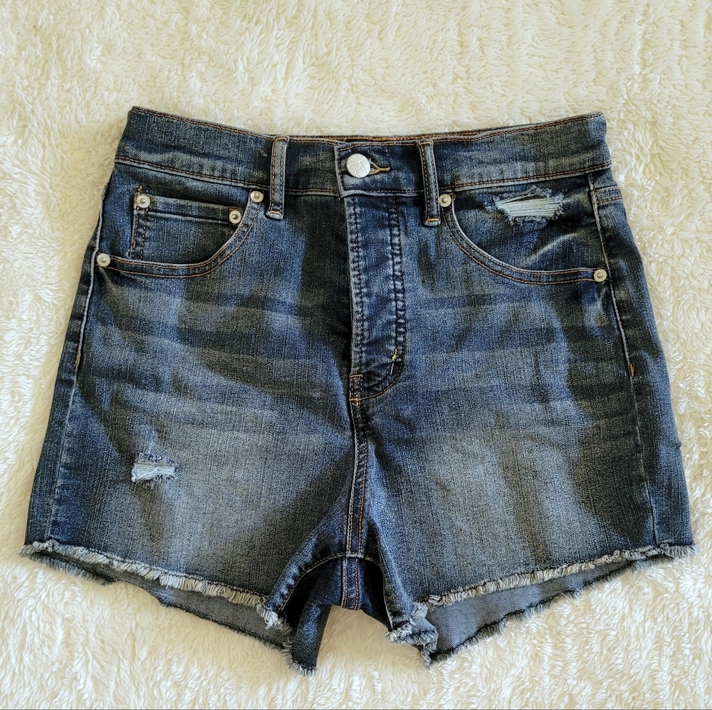 Jessica Simpson High Waist Medium Wash Denim Shorts - Picture 1 of 14